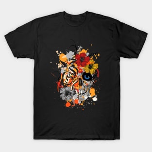 Tiger and Human Skull T-Shirt